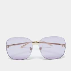 Pre Owned Gucci Gold Tone/Purple GG0355S Oversized Rimless Sunglasses