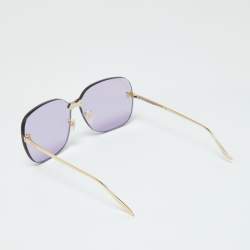Pre Owned Gucci Gold Tone/Purple GG0355S Oversized Rimless Sunglasses