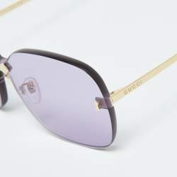 Pre Owned Gucci Gold Tone/Purple GG0355S Oversized Rimless Sunglasses