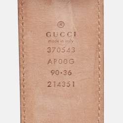 Pre Owned Gucci Purple Leather Interlocking G Buckle Belt 90CM