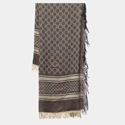 Gucci Brown GG Survive Wool & Silk Scarf