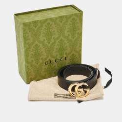 Gucci Black Leather GG Marmont Buckle Belt 80CM