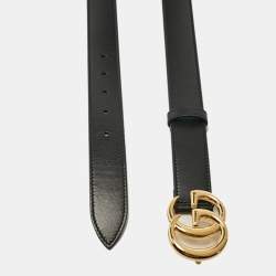 Gucci Black Leather GG Marmont Buckle Belt 80CM