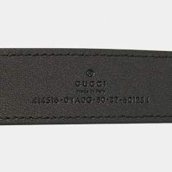 Gucci Black Leather GG Marmont Buckle Belt 80CM