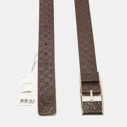 Pre Owned Gucci Brown Micoguccissima Leather Buckle Belt 85CM