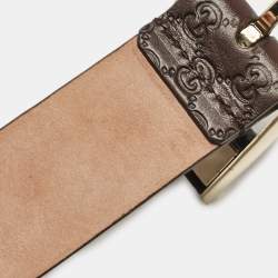 Pre Owned Gucci Brown Micoguccissima Leather Buckle Belt 85CM