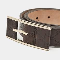 Pre Owned Gucci Brown Micoguccissima Leather Buckle Belt 85CM