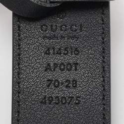 Gucci Black Leather GG Marmont Buckle Belt 70CM