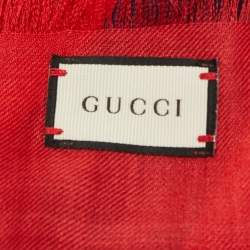 Gucci Red/Blue Kingsnake Print Stripe Silk Scarf 