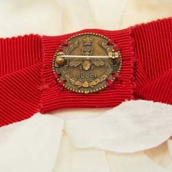 Pre Owned Gucci  Cream/Red  Silk Floral Pin Brooch