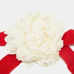 Pre Owned Gucci  Cream/Red  Silk Floral Pin Brooch
