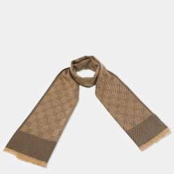 Pre Owned Gucci Brown GG Interlocking Jacquard Stole