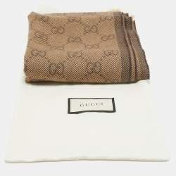 Pre Owned Gucci Brown GG Interlocking Jacquard Stole