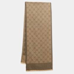 Pre Owned Gucci Brown GG Interlocking Jacquard Stole