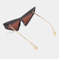 Gucci Black GG0430S Crystals Embellished Geometric Sunglasses