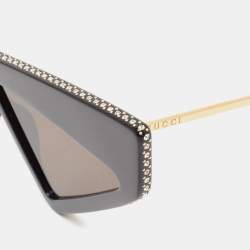 Gucci Black GG0430S Crystals Embellished Geometric Sunglasses