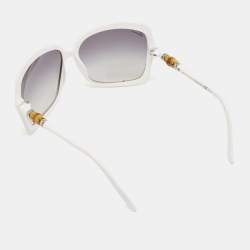Gucci White/Black Gradient GG 3131/S Bamboo Oversized Sunglasses