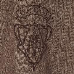 Pre Owned Gucci Brown Logo Detail Herringbone Wool Muffler