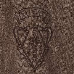 Pre Owned Gucci Brown Logo Detail Herringbone Wool Muffler