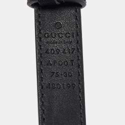 Pre Owned Gucci Black Leather GG Marmont Slim Belt 75 CM