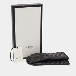 Gucci Black Matelassé Leather GG Marmont Gloves Size 7.5