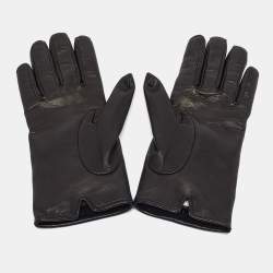 Gucci Black Matelassé Leather GG Marmont Gloves Size 7.5