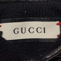 Gucci Black Matelassé Leather GG Marmont Gloves Size 7.5