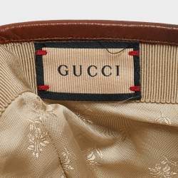 Pre Owned Gucci Blue GG Supreme Jacquard Denim and Leather Baseball Cap 