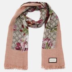 Gucci Multicolor GG Blooms Print Silk Blend Square Scarf 