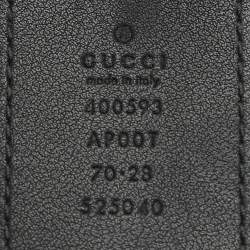 Gucci Black Leather GG Marmont Buckle Belt 70CM