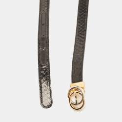 Pre Owned Gucci Black Python Vintage Interlocking G Buckle Belt 90 CM