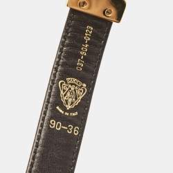 Pre Owned Gucci Black Python Vintage Interlocking G Buckle Belt 90 CM