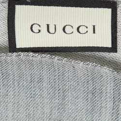 Pre Owned Gucci Grey GG Guccissima Wool Blend Shawl