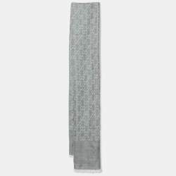 Pre Owned Gucci Grey GG Guccissima Wool Blend Shawl