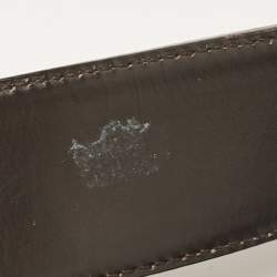 Gucci Brown Leather and Web Canvas Interlocking G Buckle Belt 80 CM