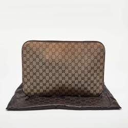 Gucci Beige/Brown GG Canvas and Leather Laptop Case