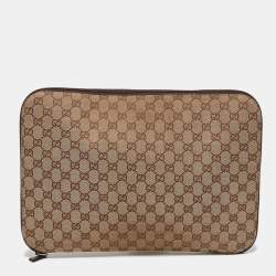 Gucci Beige/Brown GG Canvas and Leather Laptop Case