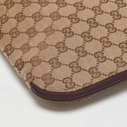 Gucci Beige/Brown GG Canvas and Leather Laptop Case