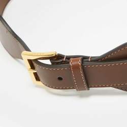 Pre Owned Gucci Brown/Beige GG Supreme Canvas and Leather Horsebit Belt 75CM