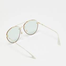 Pre Owned Gucci Light Green/Gold Tone GG0351S Glitter Aviator Sunglasses