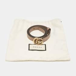 Pre Owned Gucci Beige Leather GG Marmont Slim Belt 75CM