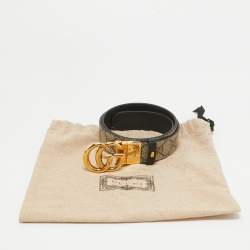 مملوكة مسبقًا Gucci Beige/Black GG Supreme Canvas and Leather GG Marmont Reversible Belt 75CM