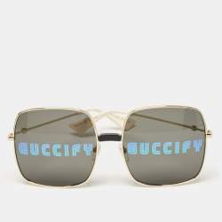 Gucci Black/Gold Tone GG0414S Guccify Square Sunglasses