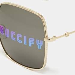 Gucci Black/Gold Tone GG0414S Guccify Square Sunglasses