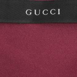 Pre Owned Gucci Burgundy Silk Horsebit Square Scarf