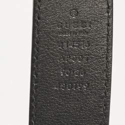 Pre Owned Gucci Black Leather GG Marmont Buckle Belt 90CM