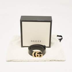 Pre Owned Gucci Black Leather GG Marmont Buckle Belt 90CM