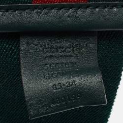 Gucci Green/Red Web Elastic Plexiglass GG Marmont Buckle Belt 85CM