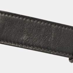 Pre Owned Gucci Black Leather Interlocking G Buckle Belt 90CM