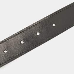 Pre Owned Gucci Black Leather Interlocking G Buckle Belt 90CM